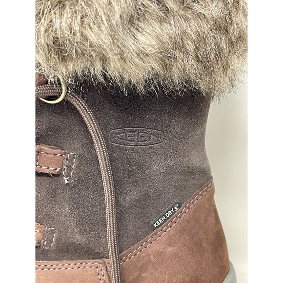 KEEN Helena Waterproof Insulated‎ Leather Boots Faux Fur Lace Up Women 6.5 Brown - Picture 7 of 7